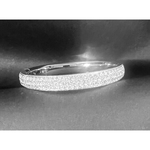 Napoli Womens Rhinestone Bangle Bracelet 2.5" Hinged Statement Holiday glitter - Picture 2 of 11